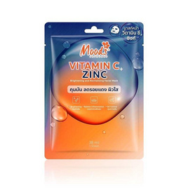 Moods แผ่นมาสก์หน้า Vitamin C + Zinc Mask 38มล. (แพ็ก 5 แผ่น) - Moods, มาส์กหน้า