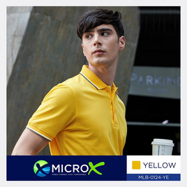 Mos(มอส) เสื้อโปโลชาย MicroX สีเหลือง สีสด ไม่ขึ้นขน ยับยาก - MOS (มอส), เสื้อผ้าผู้ชาย