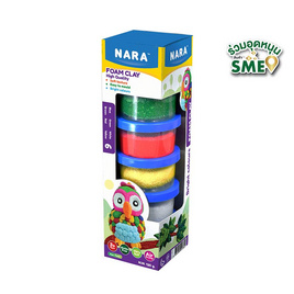 NARA ดินปั้นเม็ดโฟมแบบกล่อง สีธรรมดา 6 กระปุก - NARA, 7Online