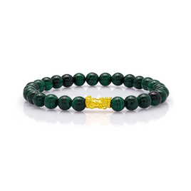 NGG Blessing Mini Pixiu Malachite ชาร์มปีเซียะทองคำแท้ 99.9% หนัก 0.1 g พร้อมกำไลหินมงคล - 24K JEWELRY, 24K JEWELRY