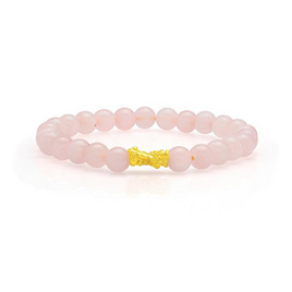 NGG Blessing Mini Pixiu Rose Quartz ชาร์มปีเซียะทองคำแท้ 99.9% หนัก 0.1 g พร้อมกำไลหินมงคล - 24K JEWELRY, เครื่องประดับทอง