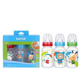 Natur ขวดนม PP ทรงกลม 4 OZ. แพ็ก 3 - NATUR, ขวดนม