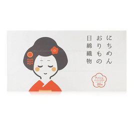 Nichimen Orimono แผ่นเช็ดหน้าผลิตจากผ้าฝ้าย 100 % Geisha White Box 80 แผ่น - Nichimen Orimono, ความงาม