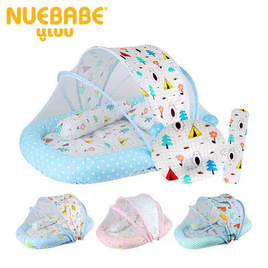 Nuebabe ที่นอนมุ้งครอบใหญ่ พร้อมหมอนหลุม หมอนข้าง 1 ชิ้น (คละสี คละลาย) - Nuebabe, Bedding Time รวมที่นอนของหนูๆ