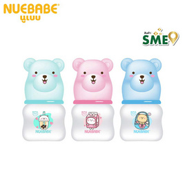 Nuebabe ขวดนมทรงเอว 2 ออนซ์ ฝาครอบหมี แพ็ก 3 ขวด คละสี - Nuebabe, อุปกรณ์ให้นม