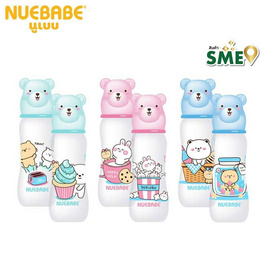 Nuebabe ขวดนมทรงเอว 4 ออนซ์ ฝาครอบหมี แพ็ก 3 ขวด คละสี/คละลาย - Nuebabe, Nuebabe