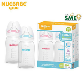 Nuebabe ขวดนมไทรทันคอกว้าง Ultra Clear 8 ออนซ์ แพ็กคู่ คละสี - Nuebabe, Nuebabe