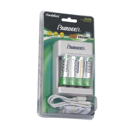 PAIRDEER เครื่องชาร์จ B281/U411 + ถ่านชาร์จ AA 4 ก้อน 1600 mAh - PAIRDEER, แบตเตอรี่พร้อมเครื่องชาร์จ