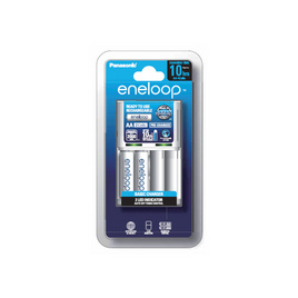 Panasonic Eneloop เครื่องชาร์จมาตรฐาน 10ชม. พร้อมถ่านชาร์จ Eneloop AA 2 ก้อน - Panasonic, แบตเตอรี่พร้อมเครื่องชาร์จ