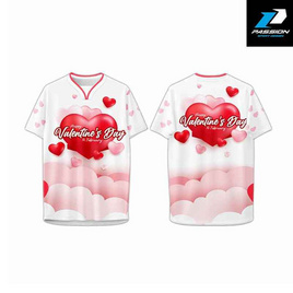 Passion  เสื้อคอวี  ลายหัวใจ ขาว - Passion