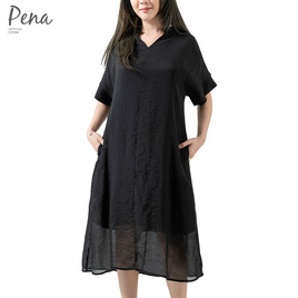 Pena house ชุดเดรสยาวทรงหลวม คอวี สีพื้น รุ่น PODL092303 - Pena house, เสื้อผ้าผู้หญิง