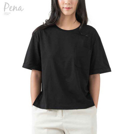 Pena house เสื้อยืดคอกลม สีพื้น ทรงครอป มีกระเป๋าหน้า รุ่น PSTS032401 - Pena house, เสื้อผ้าและเครื่องประดับ