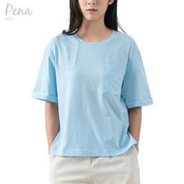 Pena house เสื้อยืดคอกลม สีพื้น ทรงครอป มีกระเป๋าหน้า รุ่น PSTS032401 - Pena house, เสื้อผ้าและเครื่องประดับ