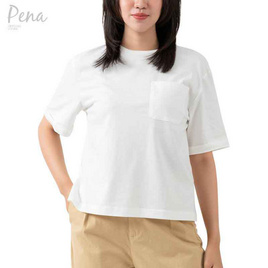 Pena house เสื้อยืดคอกลม สีพื้น ทรงครอป มีกระเป๋าหน้า รุ่น PSTS032401 - Pena house, เสื้อผ้าและเครื่องประดับ