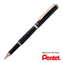 Pentel ปากกาโรลเลอร์หมึกเจล Sterling K611 ด้ามสีดำ แหนบทองชมพู - Pentel, เครื่องเขียน