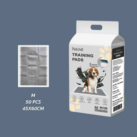 Petcho แผ่นรองฉี่สุนัขและฉี่แมว การดูดซับน้ำ6ชั้น ระงับกลิ่นได้ดี รุ่นชาโคล ไซส์ M 50 ชิ้น - Petcho, ห้องน้ำและผ้าอ้อมสัตว์