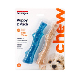 Petstages Puppy 2-pack ของเล่นแท่งไม้ แพ็คคู่ สำหรับลูกสุนัข ประกอบไปด้วยแท่งไม้ และแท่งยางนุ่ม สำหรับลูกสุนัขโดยเฉพาะ - Petstages, ของเล่น