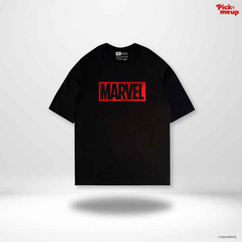 PickMeUp เสื้อยืดพิมพ์ลาย MARVEL RED LOGO สีดำ - Pick Me Up, เสื้อผ้า/ชุดชั้นในให้นม