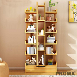 Proma ชั้นเก็บหนังสือ ตู้ไม้เก็บหนังสือในห้องนั่งเล่น Proma-BK03 ไม้อ่อน - Proma, ตู้และชั้น