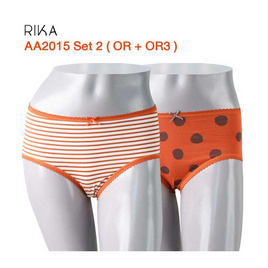 RIKA กางเกงใน (2 ตัว) ชุดชั้นในวัยรุ่น รุ่น AA2015 สีส้ม ลายริ้ว-จุด - RIKA, ชุดชั้นในแบบแพ็กสุดคุ้ม