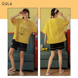 RIKA ชุดนอน(เสื้อ+กางเกง4ส่วน) ผ้า cotton รุ่น AA3061 - RIKA, ชุดนอน