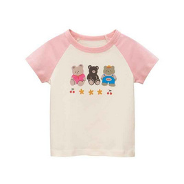 RIKA KID ชุดเด็ก เสื้อยืดเด็ก แขนสั้น เนื้อผ้าคอตตอน 100% AA4042 สีชมพูครีม - RIKA, เสื้อผ้า/ชุดชั้นในให้นม