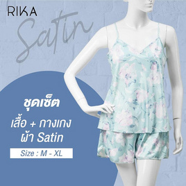 RIKA ชุดนอน SATIN พิมพ์ลาย ชุดเซ็ต เสื้อ+กางเกงขาสั้น รุ่น FV3048 - RIKA, ชุดนอน