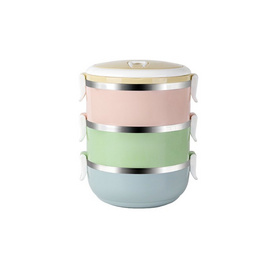 RRS ปิ่นโต เก็บความร้อน 3 ชั้น กลม 2100 ml. สีพาสเทล - RRS, อุปกรณ์บนโต๊ะอาหาร