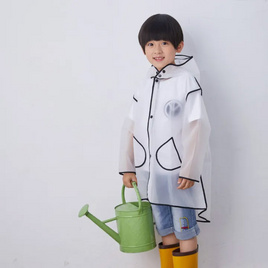 Rain coat ชุดกันฝน เสื้อคลุมกันฝน Korean Style สีขาวขอบดำ Size 2XL - Rain coats, เสื้อผ้าเด็กและเครื่องประดับ