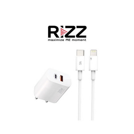 Rizz ชุดชาร์จ 2 ช่อง PD-USB Lightning  รุ่น RWL-301I - Rizz