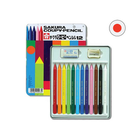 SAKURA ดินสอสี COUPY PENCIL 12 สี กล่องเหล็ก FY-12 - Sakura Products, อุปกรณ์วาดรูประบายสี