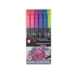 SAKURA ชุดปากกาพู่กัน KOI Coloring Brush Pen 6 สี โทนสี Flower - Sakura Products, Sakura Products