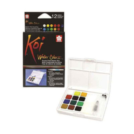 SAKURA สีน้ำชนิดตลับ+พู่กัน KOI Water Colors 12 สี - Sakura Products, Sakura Products