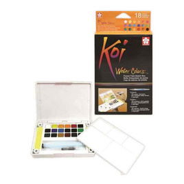 SAKURA สีน้ำชนิดตลับ+พู่กัน KOI Water Colors 18 สี - Sakura Products, Sakura Products