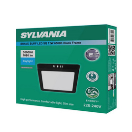 SYLVANIA โคมไฟดาวน์ไลท์ติดลอย รุ่น BRAVO SURF LED SQ 12W ขอบดำ แสงขาว - SYLVANIA, 7Online