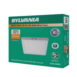 SYLVANIA โคมไฟดาวน์ไลท์ รุ่น BRAVO SURF LED SQ 18W ขอบขาว แสงเหลือง - SYLVANIA, รางนีออนและดาวน์ไลท์