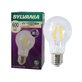 SYLVANIA หลอดไฟ Filament ทรงเอดิสัน รุ่น ToLEDo FIRA A60 6W E27 WW - SYLVANIA, บ้านและสวน