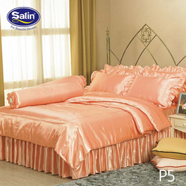 Satin Silk Touch ผ้าปูที่นอนแพรไหม ลาย P5 ส้ม (ไม่มีระบาย) - Satin, เครื่องนอน