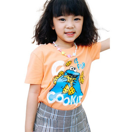 Sesame x Noproblemkidswear ลาย C is for Cookie สีส้มแอปริคอต - Noproblemkidswear, เสื้อผ้าและของใช้ แม่และเด็ก