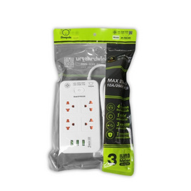 Sheepola ปลั๊กไฟคู่ 4 ช่อง 1 สวิตช์ พร้อมUSB ยาว 3 เมตร รุ่น SP-PS01301 - Sheepola, รางปลั๊กไฟ