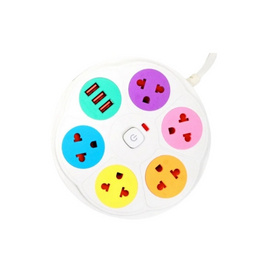 Sheepola ปลั๊กไฟกลม 5 ช่อง 1 สวิตช์ พร้อมUSB ยาว 3 เมตร รุ่น SP-PS01702 - Sheepola, เครื่องใช้ไฟฟ้าภายในบ้าน