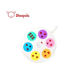 Sheepola ปลั๊กไฟกลม 5 ช่อง 1 สวิตช์ พร้อมUSB ยาว 5 เมตร รุ่น SP-PS01802 - Sheepola, รางปลั๊กไฟ