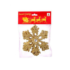 Siam Christmas เกร็ดหิมะปลายตุ้ม 10 cm 4ชิ้น สีทอง - Siam Christmas, Siam Christmas