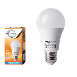 TFC หลอด LED A60 14 วัตต์ ขั้ว E27 แสงเดย์ไลท์ -ขาว - TFC, โคมไฟและหลอดไฟ