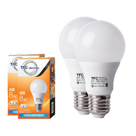 TFC หลอด LED A60 ECO 8 วัตต์ ขั้ว E27 แสงเดย์ไลท์ -ขาว / 2ชิ้น - TFC, โคมไฟและหลอดไฟ