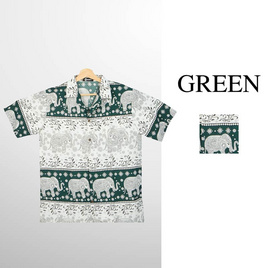 THE ROOM'S - เดอะรูม เสื้อช้าง ลายก้านกล้วย สีเขียว - THE ROOM'S, แฟชั่น