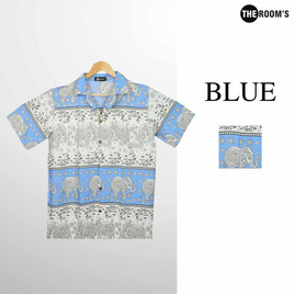 THE ROOM'S - เดอะรูม เสื้อช้าง ลายก้านกล้วย สีฟ้า - THE ROOM'S, เสื้อผ้า