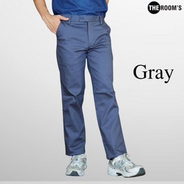 THE ROOM'S - เดอะรูม กางเกงสแล็ค กางเกงทำงาน กางเกงขายาว ผ้าชีโน่ยืด ขากระบอกตรง - THE ROOM'S, THE ROOM'S