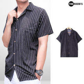 THE ROOM'S เดอะรูม เสื้อฮาวายผ้าไหมเย็น โทนสีขาว-ดำ - THE ROOM'S, เสื้อผ้า