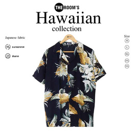 THE ROOM'S - เดอะรูม เสื้อฮาวาย ลาย ลิลลี่ทรอปิคอล สีกรมท่า - THE ROOM'S, Aloha Summer นี้ต้องมี